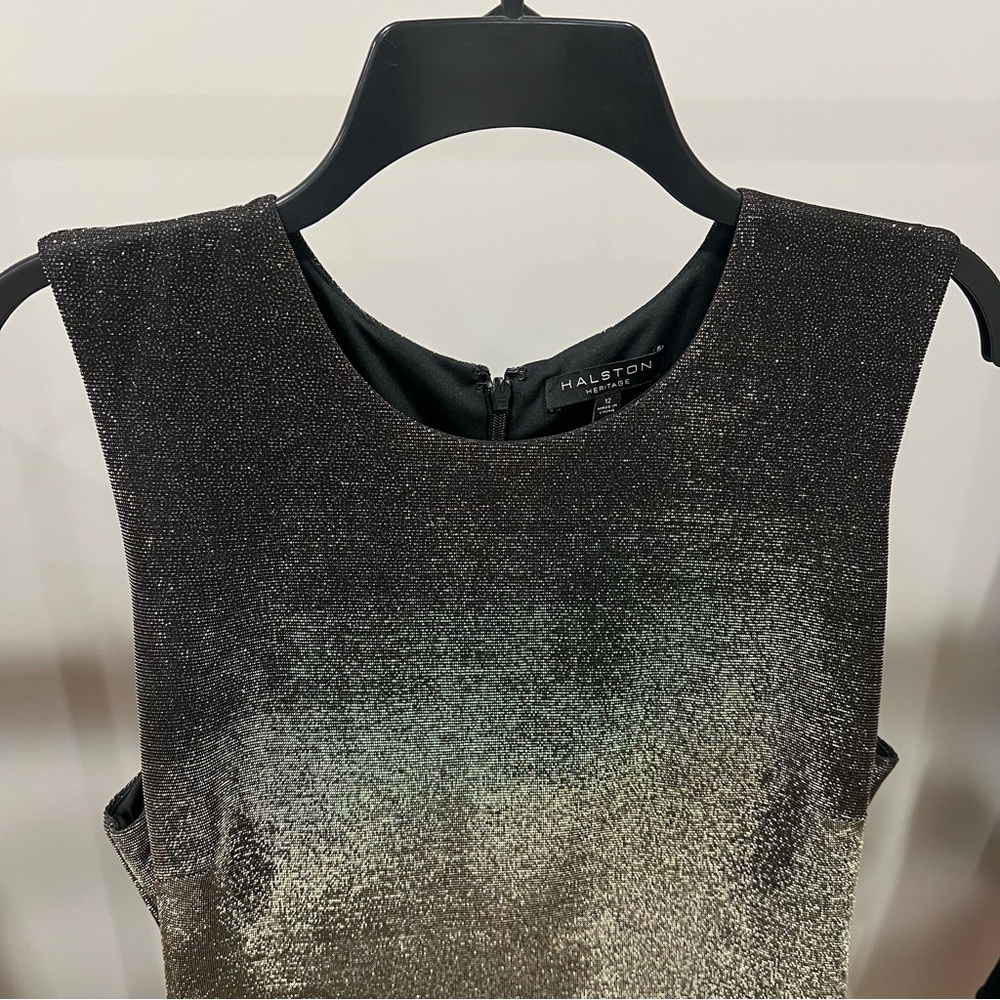 Halston Heritage Metallic Sheen Dress - Silver Black